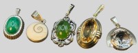 Auktion 375<br>5x Silber-Anh&auml;nger mit div. Steinen, 3x -925-, 2x -835-,  1x vergoldet, zus. 19,27 gr.