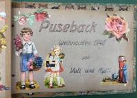 Auktion 375 / Los 12004 <br>Album voller Oblaten, tw. mit Texten, Weihnachtsgeschenk 1946