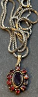 Auktion 375<br>Silber-835- Halskette mit Granat Anh&auml;nger, L-42 cm, 5,16 gr.