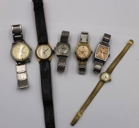 Auktion 375<br>6x div. Armbanduhren, 3x Damen und 3x Herren, Werke scheinen alle zu laufen, Alters-u. Tragespuren