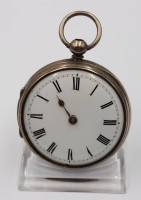 Auktion 375<br>Taschenuhr um 1900, England, Silbergeh&auml;use, Schl&uuml;sselwerk steht, Glas fehlt, ca. D-4,5cm