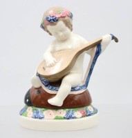 Auktion 375<br>Mandoline spielender Putto auf Marienk&auml;fer sitzend, Modellnummer 9077, Kunstkeramische Fabrik A. F&ouml;rster &amp; Co., ab 1905, ca. H-16cm