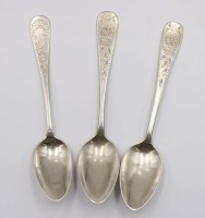 Auktion 375<br>3x div. Kaffeel&ouml;ffel, 800er Silber, ziseliert, 53,9gr., L-14cm