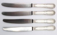 Auktion 375 / Los 11015 <br>4x sch&ouml;ne Speisemesser, 800er Silbergriffe, ca. L-24cm