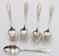 Auktion 375<br>5x Kaffeel&ouml;ffel, 800er Silber, Jugendstil, 82gr., L-13cm
