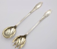 Auktion 375 / Los 11037 <br>Salatbesteck um 1915, versilbert, ca. L-23cm