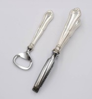 Auktion 375<br>Flaschen&ouml;ffner und Nussknacker, Christian F. Heise, D&auml;nemark 1937 u. 1956, Silbergriffe, ca. L-17 und 13cm