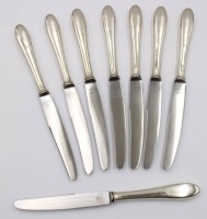 Auktion 375<br>8x Dessertmesser, 800er Silbergriffe, ca. L-17cm