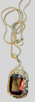 Auktion 375<br>Silber Schlangenhalskette mit Anh&auml;nger, Amethyst, L-42 cm, 10,56 gr.