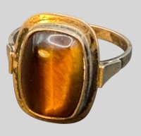 Auktion 375<br>Silberring-800- mit Tigerauge, RG 51, 3 gr.