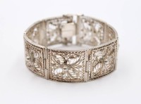 Auktion 375<br>filigranes Vintage-Silberarmband, 46,8gr., ca.  L-19cm B-2,5cm