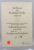 Auktion 375<br>Urkunde, SS-Dienstauszeichnung , 8 Jahre treue Dienste, wohl Replik