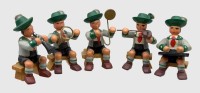 Auktion 375 / Los 15028 <br>5x Erzgebirge bayr. Blasmusiker, 4,5 cm