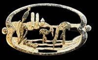 Auktion 375<br>kl. Silber-Nadel, St&ouml;rche im Wasser"-835-, B-3 cm, 3,89 gr.