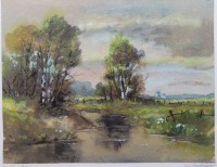 Auktion 375<br>Erich ZIMMERMANN (1908-2007), Am kleinen Bach, Aquarell, ger./Glasm RG 55 x 65cm