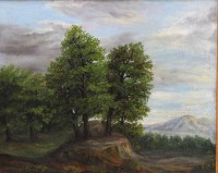 Auktion 375<br>anonyme Landsschaft, 19. Jhd., wohl &Ouml;l/Leinwand doubliert, gerahmt, RG 41,5  49cm