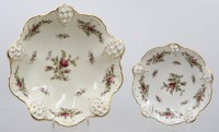 Auktion 375<br>2x Schalen, Rosenthal, Form Moliere, Dekor Moosrose, ca. H-7cm D-23cm, und D-15cm
