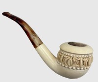 Auktion 375<br>Tabakpfeife mit beschnitzten Meerschaum Kopf, L-17 cm
