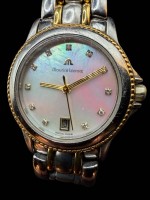 Auktion 375<br>Quartz DAU "Marice Lacroix" mit Papiere, Perlmutt-Zifferblatt, Stahl -Gold, sehr guter Zustand