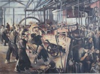 Auktion 375 / Los 4036 <br>R.Sepp "Das Eisenwalzwerk v. Menzel, Kopie von 1927, &Ouml;l/Leinwand, gerahmt, Rahmen besch&auml;digt, RG 78 x 98cm, Sperrgut!