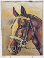 Auktion 375 / Los 4038 <br>GM, 1961 "Pferdekopf" &Ouml;l/Leinen, auf Holzplatte doubliert, 38x29 cm