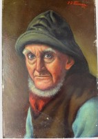 Auktion 375 / Los 4039 <br>P.J.Tiemann "Friesen Portrait" auf Bristol, 36,5x25 cm, kl. Farbabplatzer