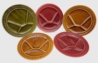Auktion 375 / Los 9026 <br>5x Fondueteller "Saargm&uuml;nd", D-23,5 cm, 2x mit kl. Glasurabplatzern