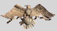 Auktion 375 / Los 15067 <br>grosser Messing Adler mit Band, Wand- bzw. Hausschmuck, H-46 cm, B-93 cm
