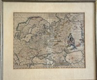 Auktion 375<br>alte Landkarte Russland, grenzcoloriert, von Nicolaum Vischer, um 1780, ger/Glas, RG 60x72 cm