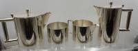 Auktion 375<br>vintage Art Tee-Kaffeeset, EPNS, Entwurf?, schwere Qualit&auml;t, H-max. 15 cm, 4 tg.