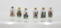 Auktion 375<br>6x sch&ouml;ne Snuffbottles, China, Zwischenglasmalerei, &auml;lter, ca. H-7cm