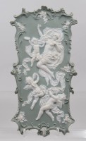 Auktion 375<br>Jugendstil-Wandbild, Jasperware, 1x bestossen, ca- 29 x 15cm