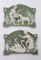 Auktion 375<br>Reliefbilder, Jugendstil, 1x besch&auml;digt, ca. 9,5 x 13cm
