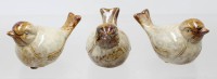 Auktion 375<br>3x Spatzen, ungemarkt, Laufglasur, ca. H-6cm L-10cm