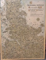 Auktion 375<br>gr. Landkarte SCHLESWIG HOLSTEIN und die Hanfest&auml;dte, auf Platte gezogen, 103x78 cm, Kleberest links oben