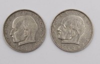 Auktion 375<br>2x 2 D-Mark St&uuml;cke, Max Planck, 1961/65