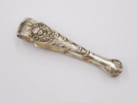 Auktion 375<br>kl. 800er Silber-Zuckerzangen, &auml;lter, 13,7gr., L-7cm