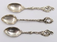 Auktion 375<br>3x Mokkal&ouml;ffel, 800er Silber, leicht unterschiedlich, 35,3gr., L-10cm