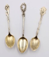 Auktion 375<br>3x div.. Mokkal&ouml;ffel, 800er Silber, ca. 28,4gr., L-10,5cm L-9,5cm