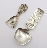 Auktion 375<br>2x Zierl&ouml;ffel, versilbert, ca. L-14 u. 9,5cm