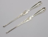 Auktion 375<br>Paar Hummergabeln, Silber gepr., um 1900, Ziermonogramm, 53,2gr., L-19,5cm