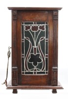 Auktion 375<br>kleiner, antiker Wandschrank, Jugendstil, Bleiverglasung (gebrochen), ca. 45 x 30 x 17cm