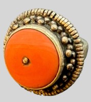 Auktion 375<br>massiver Silberring mit roter Koralle, RG 55, 30,18 gr