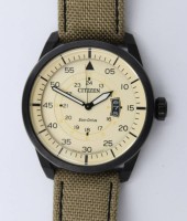 Auktion 375<br>Herrenarmbanduhr, Citizen Eco-Drive Aviator AW1365-19P, Quarz, Werk l&auml;uft, ca. D-4,5cm