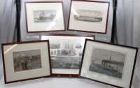 Auktion 375<br>5x div. Stiche, maritime Motive, je gerahmt/Glas, ca. RG 25 x 31cm und 32 x 42cm