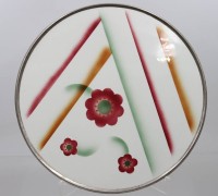 Auktion 375<br>Art-Deco-Tortenplatte, Spritzdekor, Metallrand, D-30cm