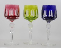 Auktion 375<br>3x Weingl&auml;ser, &Uuml;berfangglas, wohl Nachtmann, ca. H-20cm