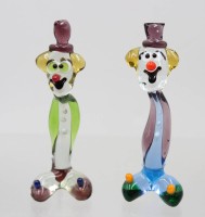 Auktion 375<br>Kunstglas- Clowns, wohl Murano, je ca. H-13cm