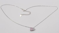 Auktion 375<br>Collierkette, 925er Silber, rosa u. klarer Stein, ca. 3,2gr., L-44cm