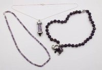 Auktion 375<br>3x div. Ketten, Amethyste, ca. L-45cm